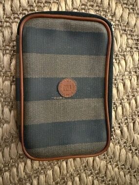 Fendi Navy and Brown Striped Card & Key Holder